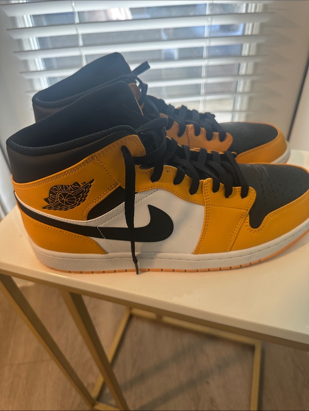 Nike Air Jordan 1 Mid Mens Sneakers - Black/Yellow/White